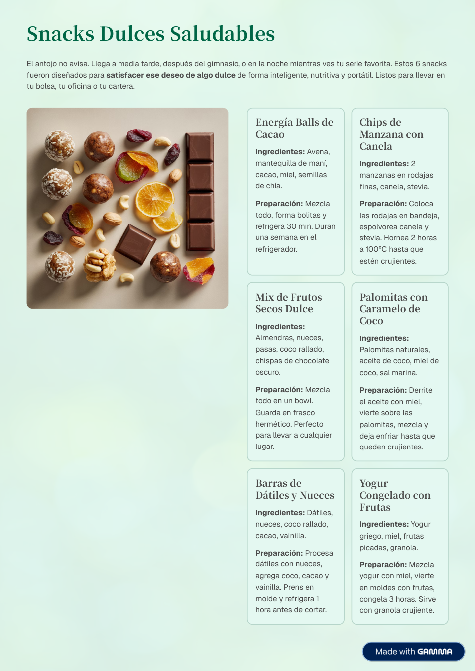 Página: Snacks Dulces Saludables